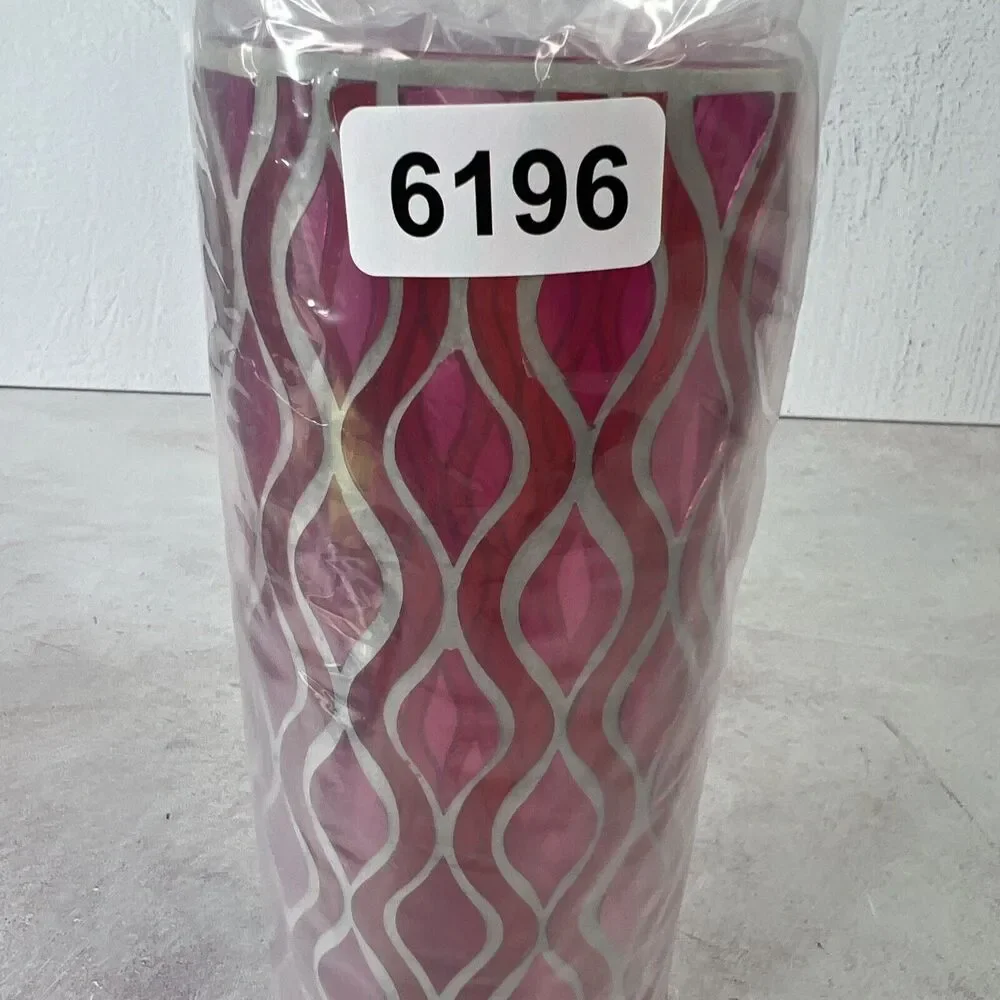 Vintage 1960s Mod Pink Swirl Psychedelic Glass Vase Hippie Boho 8.25